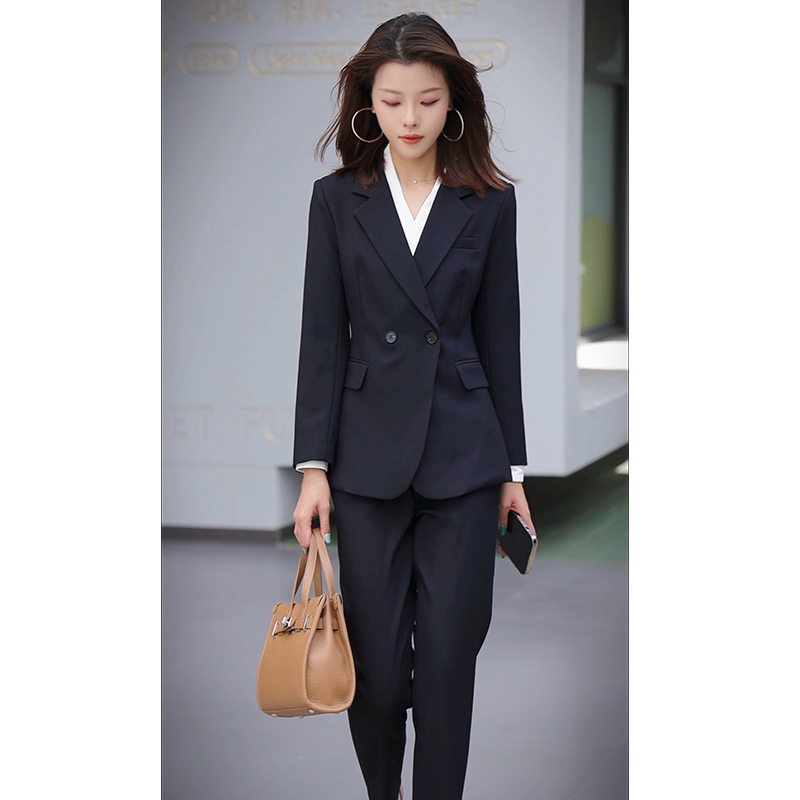 高级感正装西服套装女2025春季新款时尚洋气减龄西装小脚裤两件套