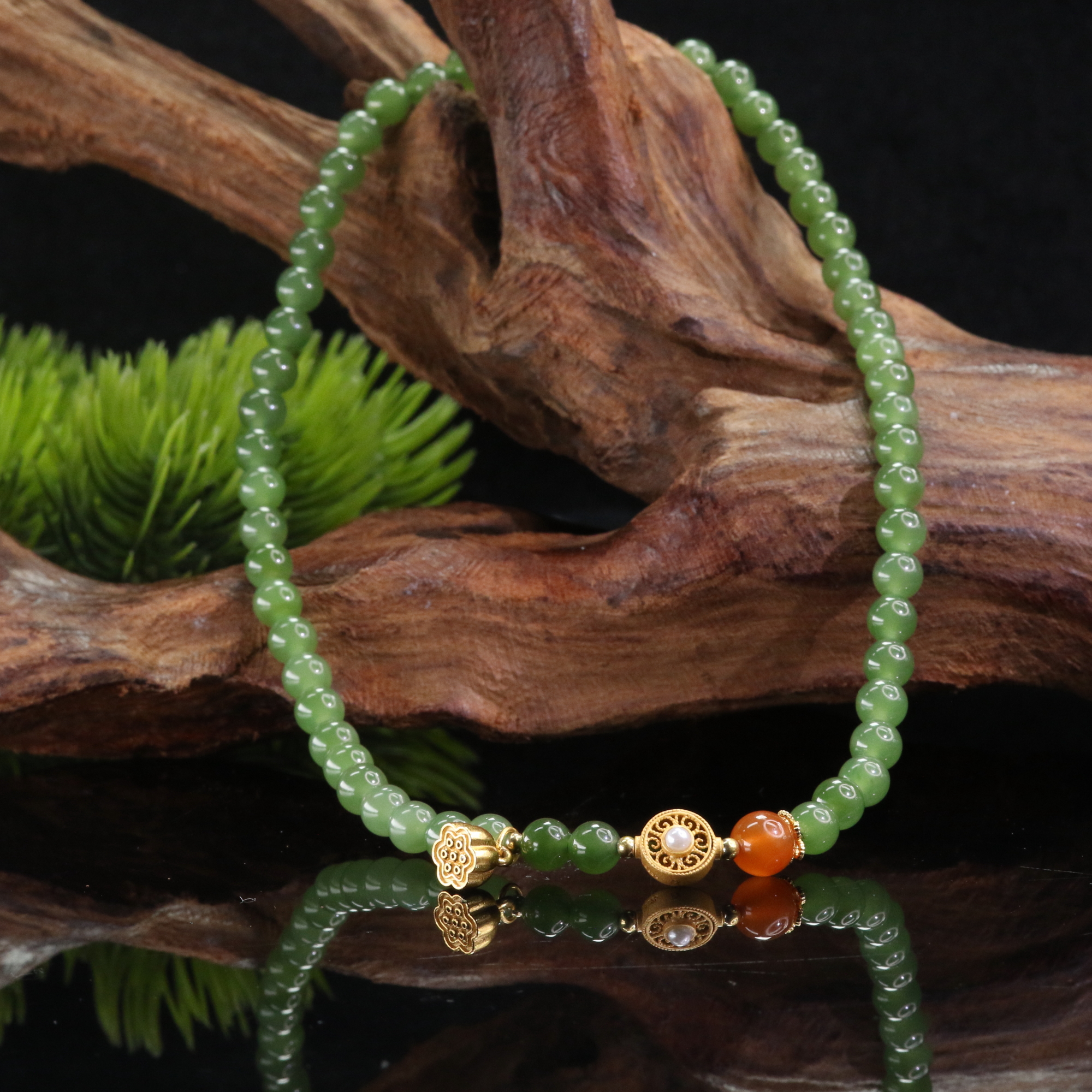 7和田玉碧玉项链/400223上海嘉禾拍卖