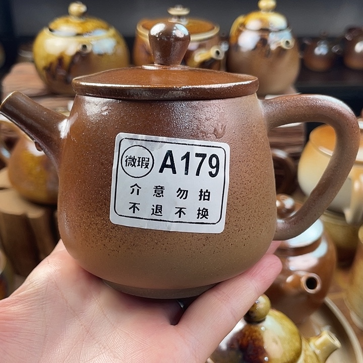 建水紫陶白泥柴烧壶