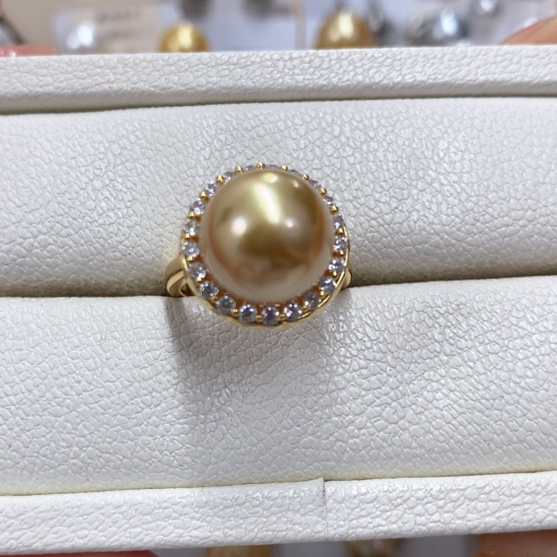 戒圈银S925镶嵌海水珍珠