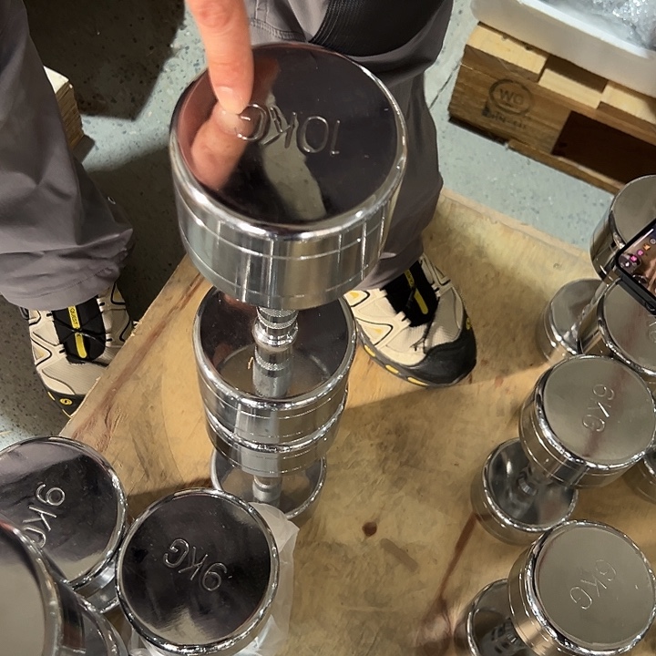 全新电镀纯钢小头10公斤哑铃一对