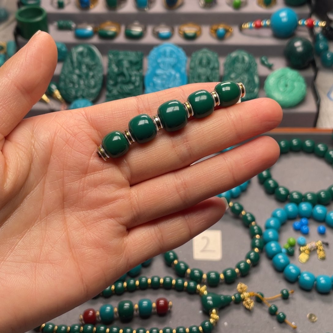 石材盐*虾老油绿老型五连珠10.11.12