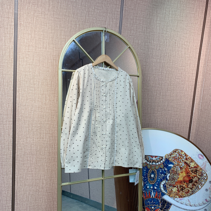 CS145孕妇杏色碎花上衣100-150