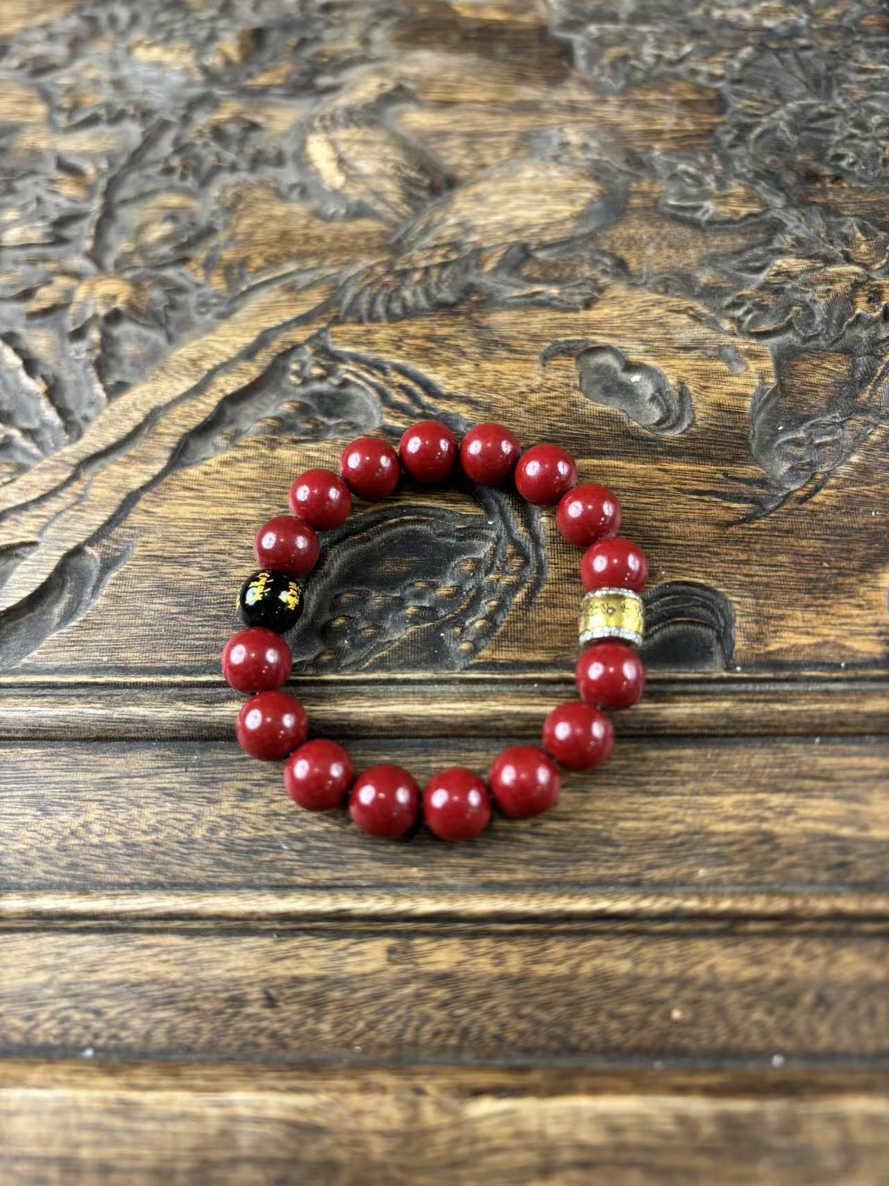 天然辰砂朱砂单圈手串一条