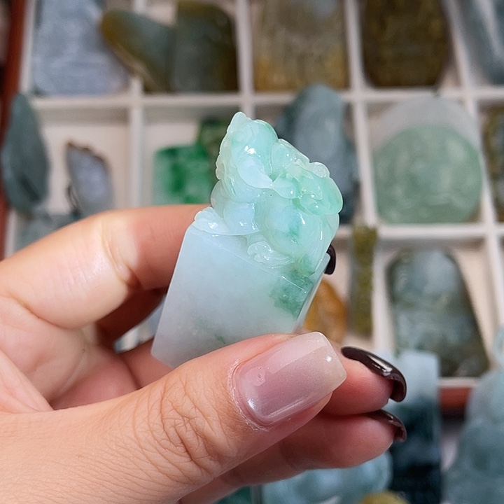 定制翡翠未镶嵌翡翠貔貅印章