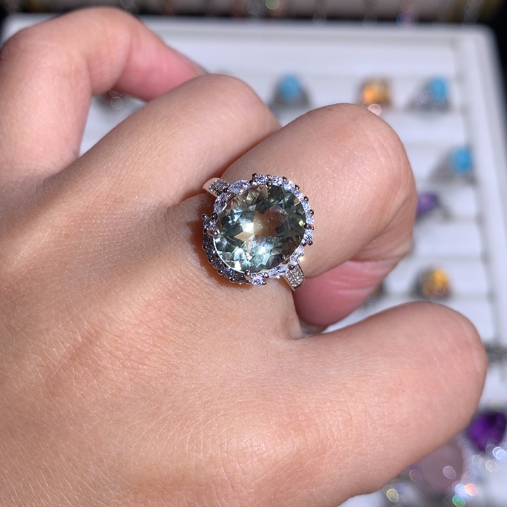 【闪购商品】水晶戒指银S925镶嵌戒指