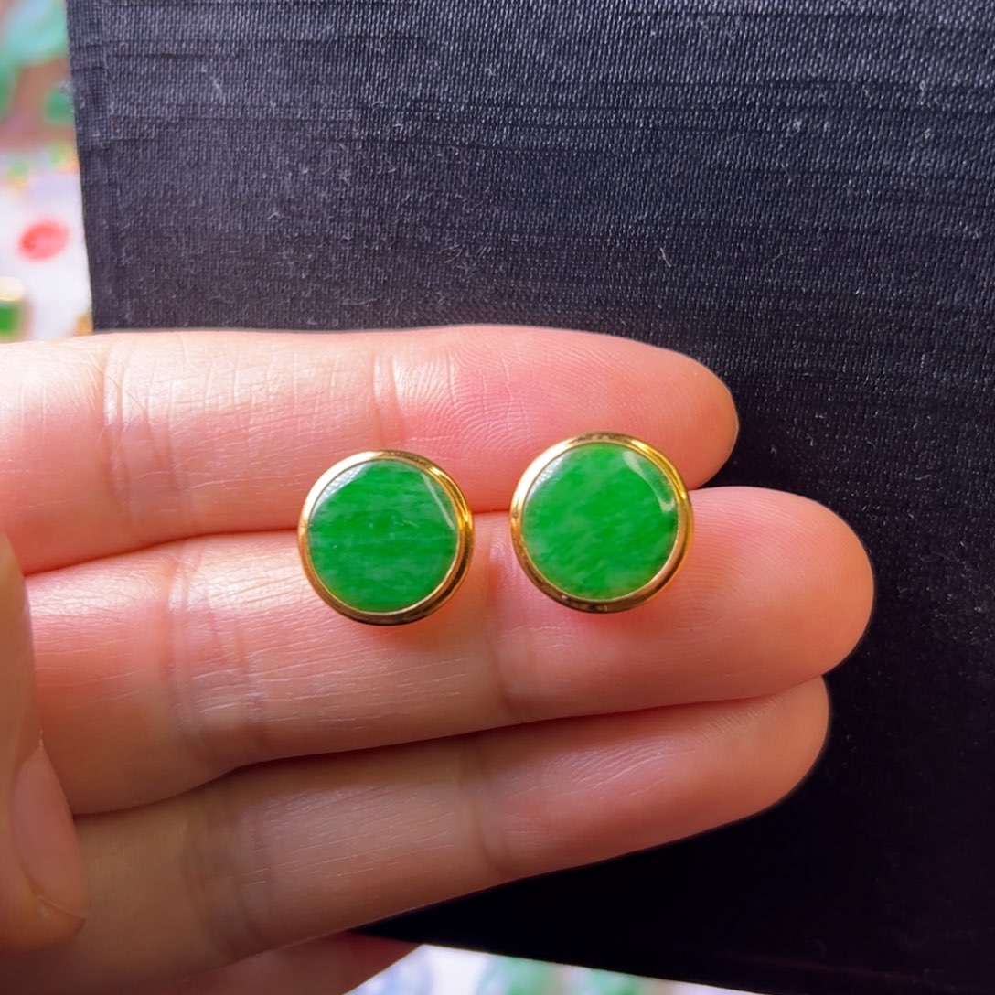翡翠耳饰18K金镶嵌P****l耳钉