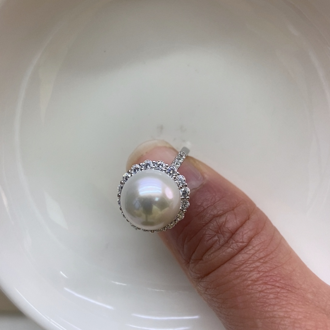 淡水珍珠戒指银S925镶嵌