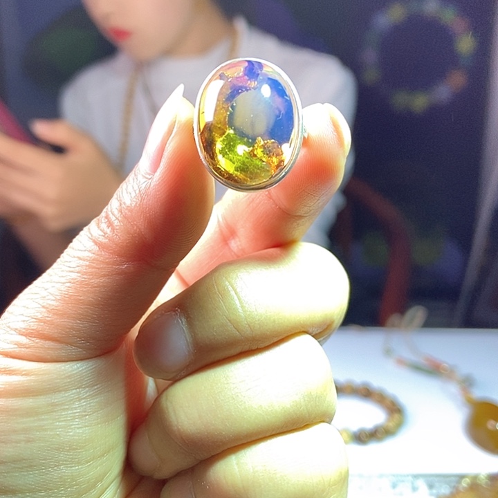 琥珀戒指未镶嵌緬甸天然琥珀戒指