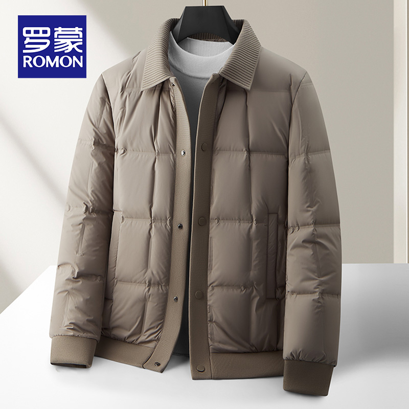 罗蒙男式羽绒服秋冬工装款国标90白鸭绒保暖青年高奢商务防寒休闲