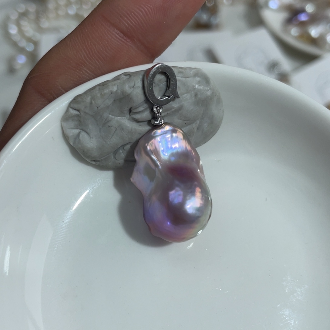 淡水珍珠吊坠(不含链)银S925镶嵌