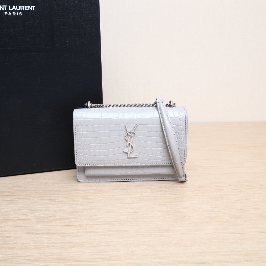 95新 YSL/圣罗兰 日落单肩包17皮革C 银扣 P205741954