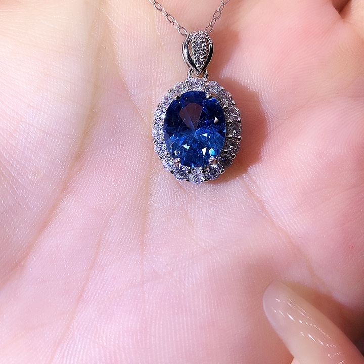 海蓝宝石吊坠(赠链)银S925镶嵌
