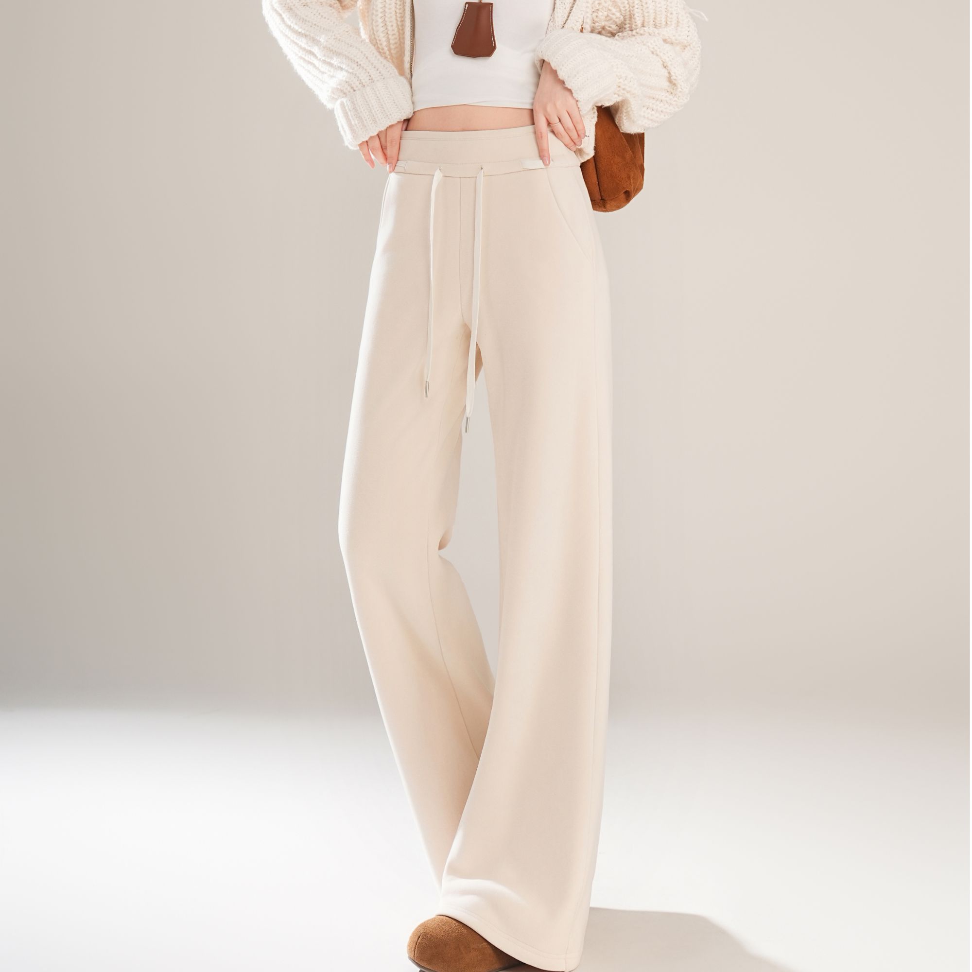 高奢定制~内里无缝包边！LU家同款羊毛蚕丝窄版阔腿裤！LL8823