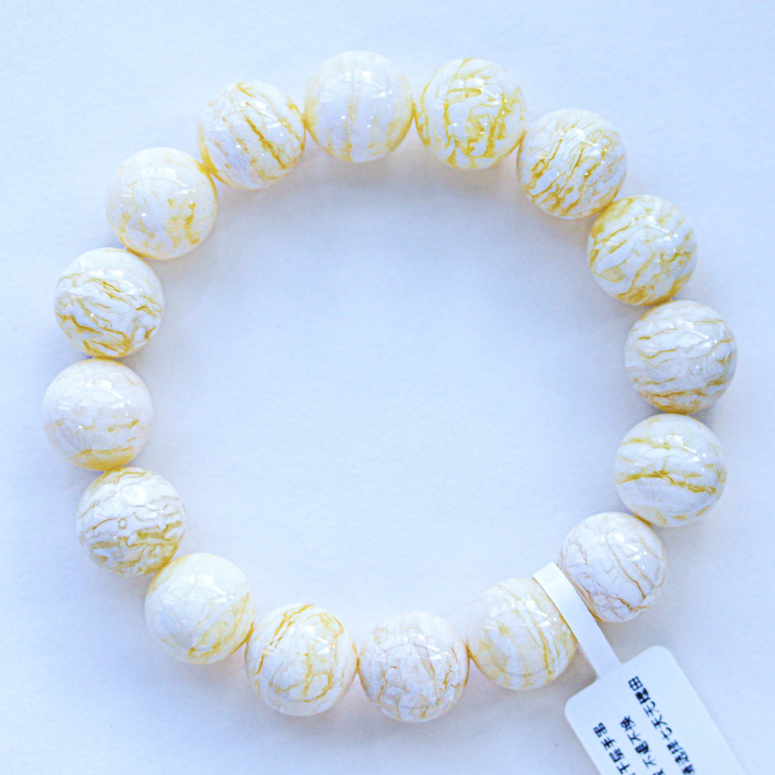 同料13.5mm极致俄料瓷白虎皮千层雪圆珠蜜蜡手串22.6克 收藏级