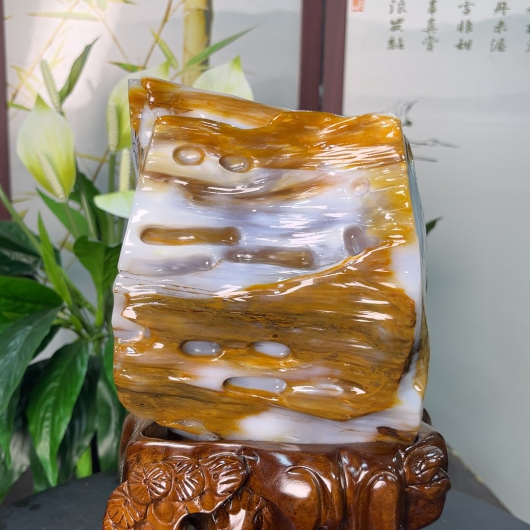 硅化玉（树化玉）摆件未镶嵌