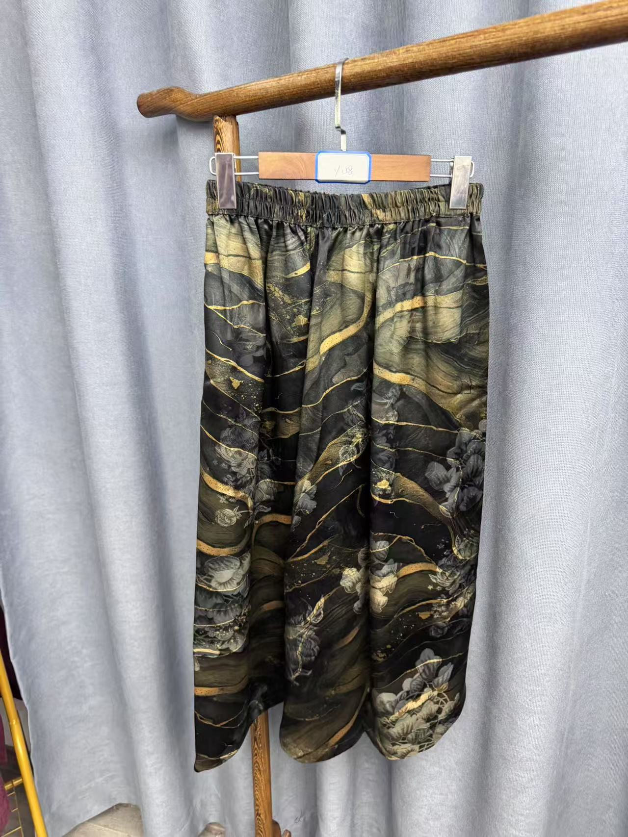 （瑕疵）新款简约百搭复古桑蚕丝半身裙女y158