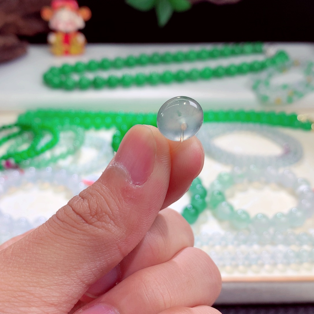 翡翠未镶嵌手链玻璃钢珠子