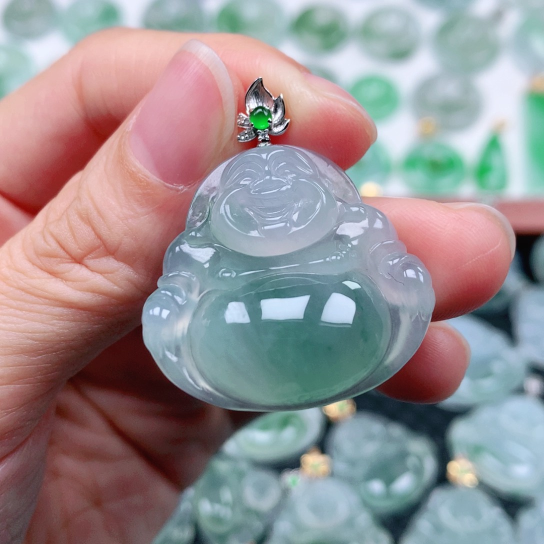 翡翠吊坠(不含链)18K金镶嵌