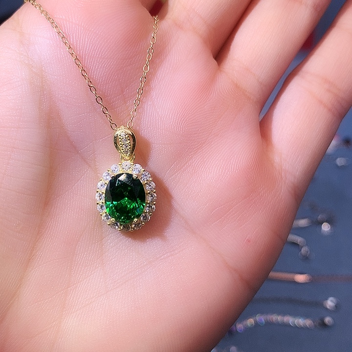 透辉石吊坠银S925镶嵌