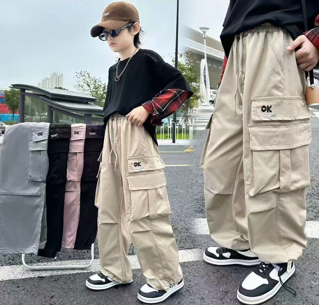 儿童工装裤裤子休闲裤运动宽松韩版秋季中大童