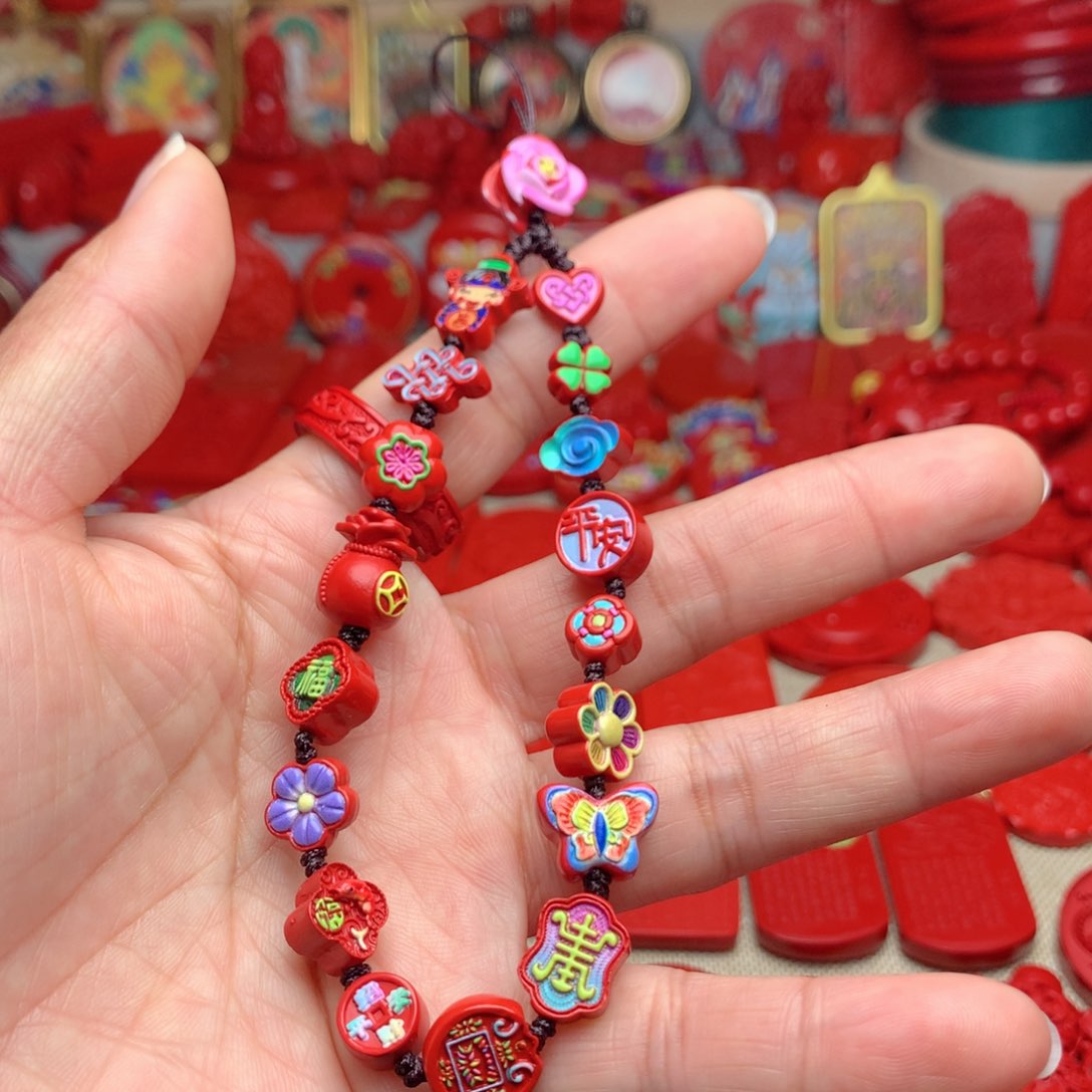 天然辰砂工艺品朱砂手机链