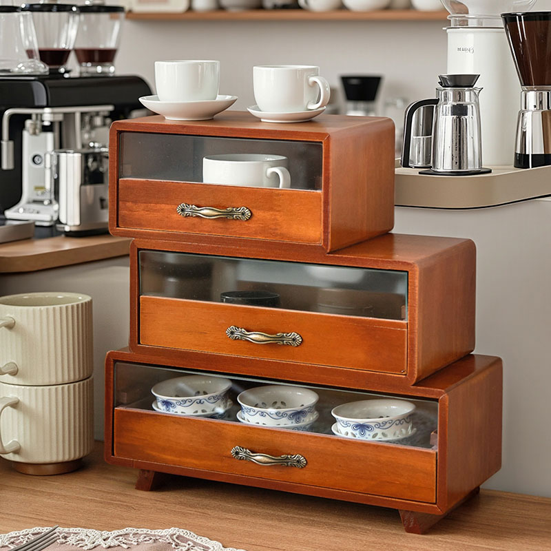 实木复古不规则抽屉收纳盒公主复古饰品收纳盒耳钉珠宝