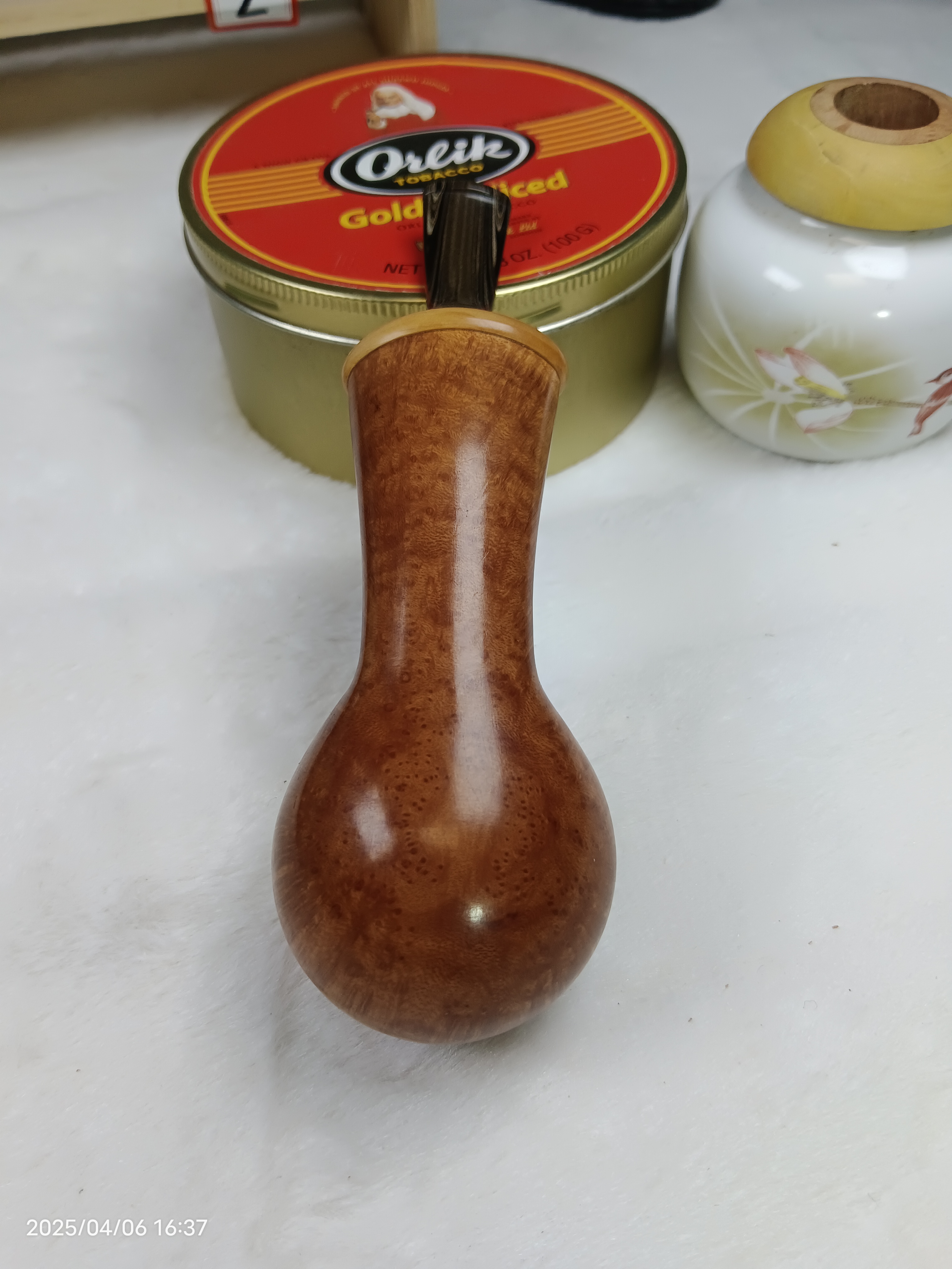 手工石楠木烟斗原木色宽尾大黄蜂