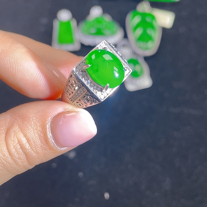 翡翠吊坠(不含链)银S925镶嵌