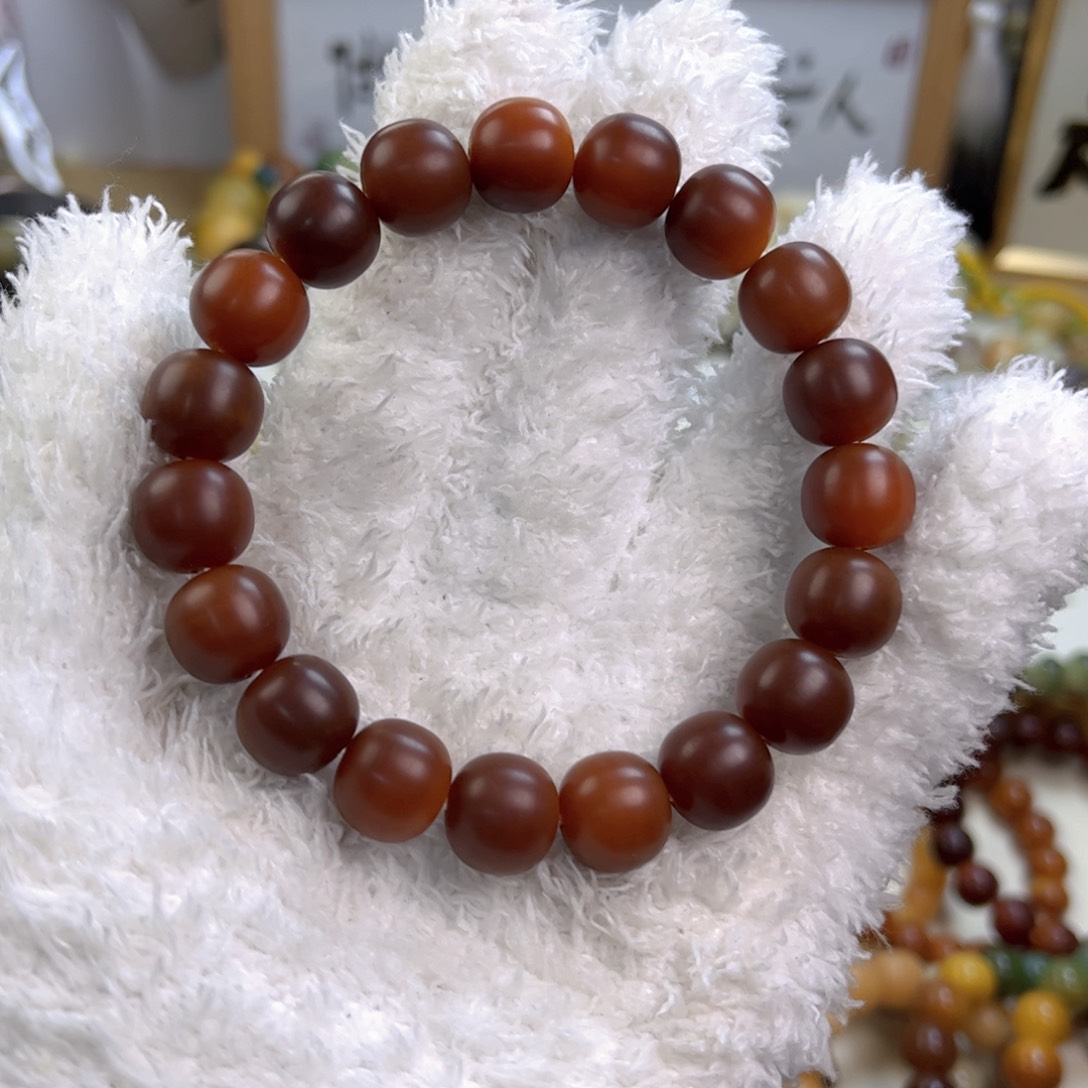 菩提根/象牙果手串干磨棕红