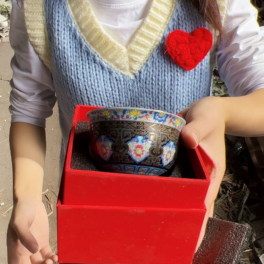 摆件瓷景德镇陶瓷珐琅彩杯带盒