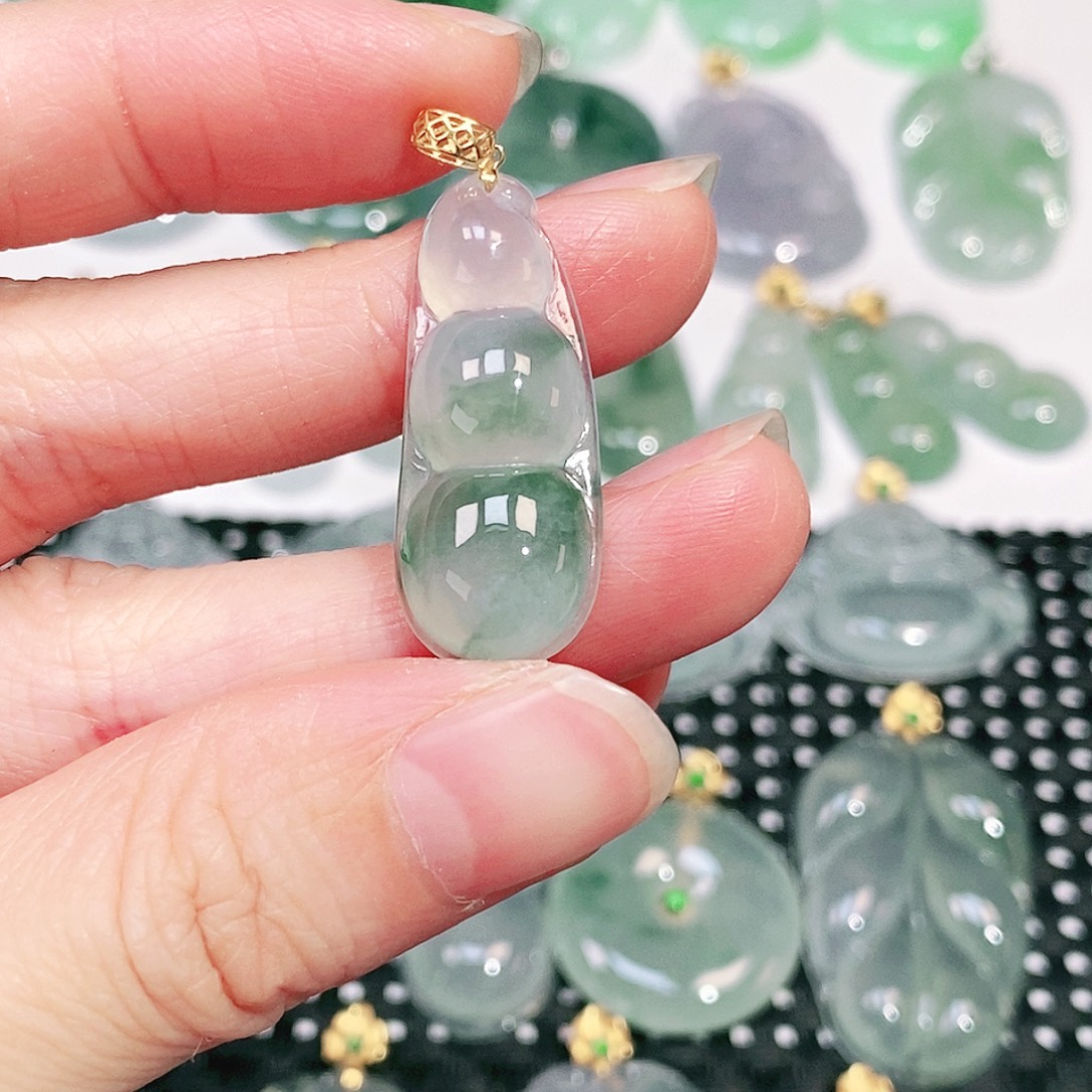 翡翠18K金镶嵌吊坠(不含链)