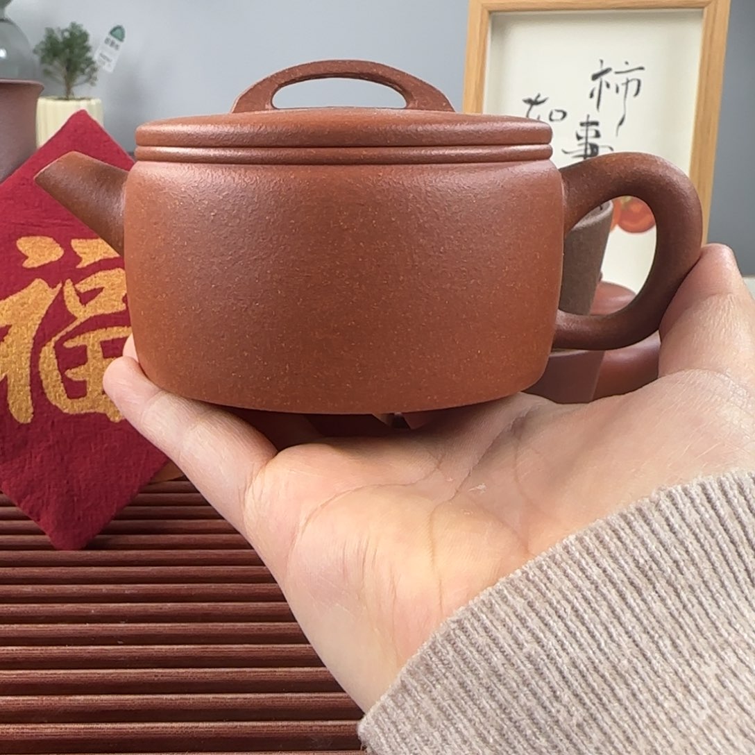 紫砂茶壶微瑕汉瓦红降坡