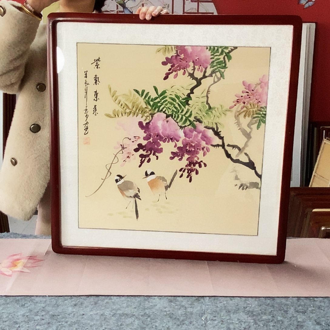 国画手写手绘国画作品带框