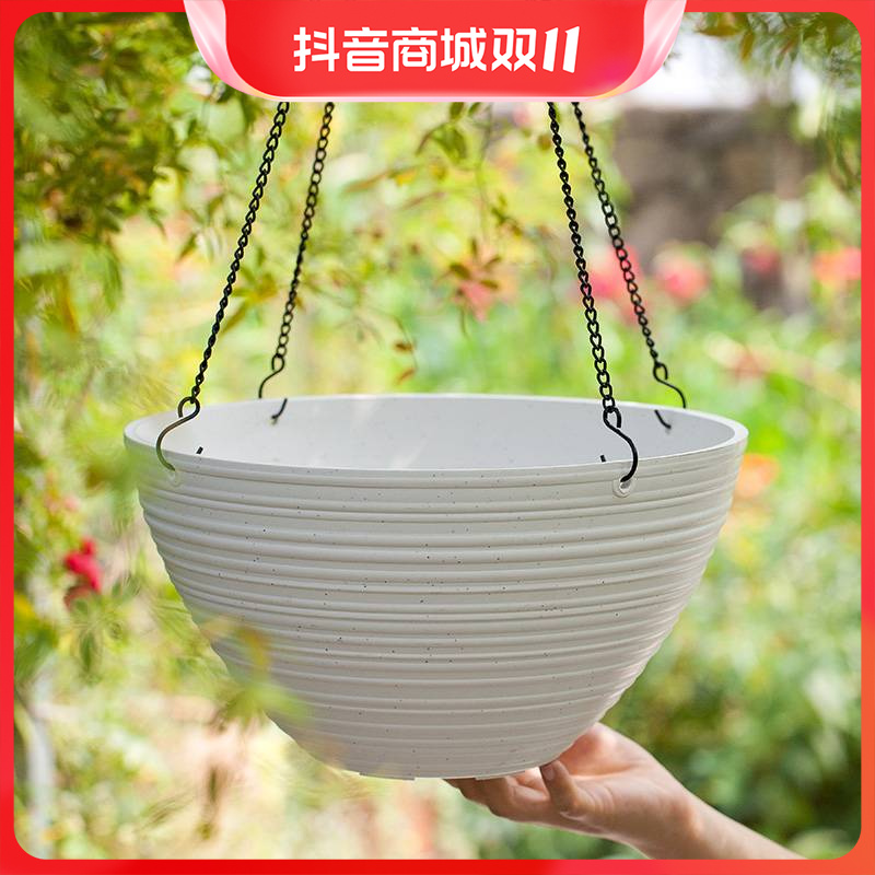 虹越 | 条纹吊篮花盆 华锦种植盆矮牵牛舞春花垂吊花卉装饰