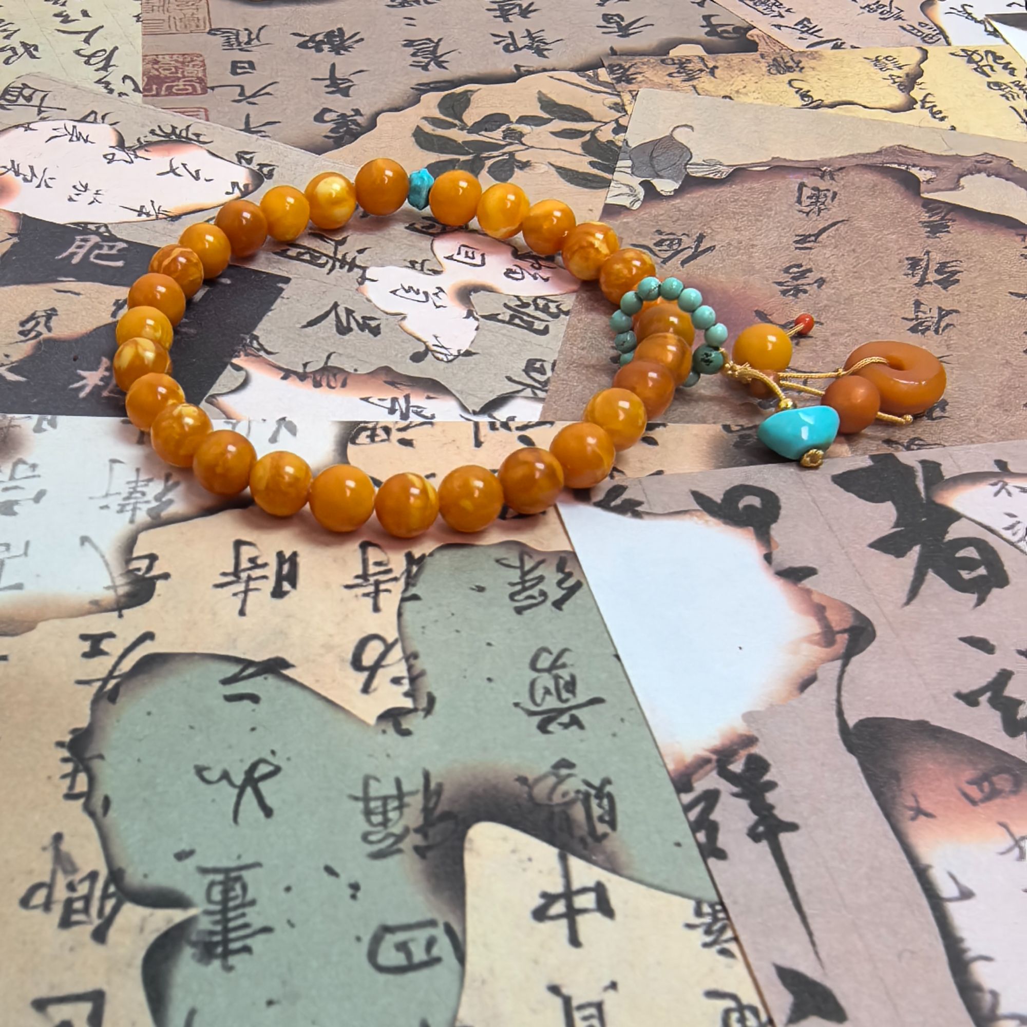 【蜜语.顶顶的】原矿天然收藏级老红花蜡手串6mm+ 多样性发一