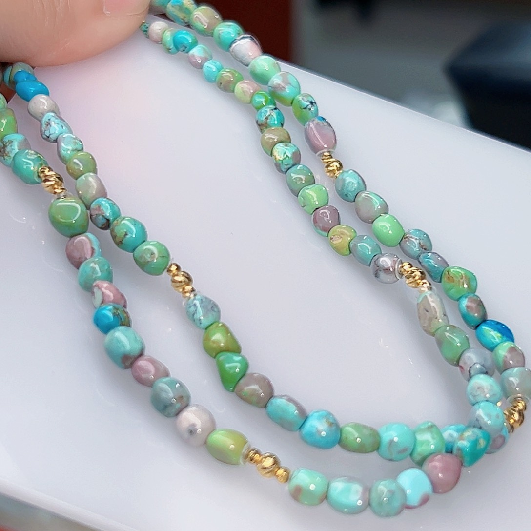 绿松石珠宝奇石18K金镶嵌