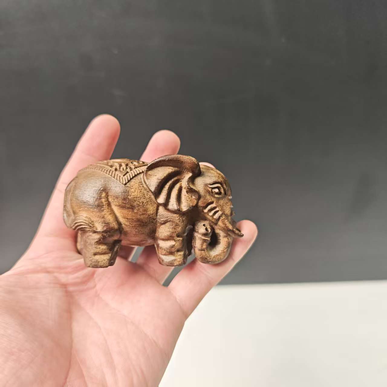桃木大象摆件001