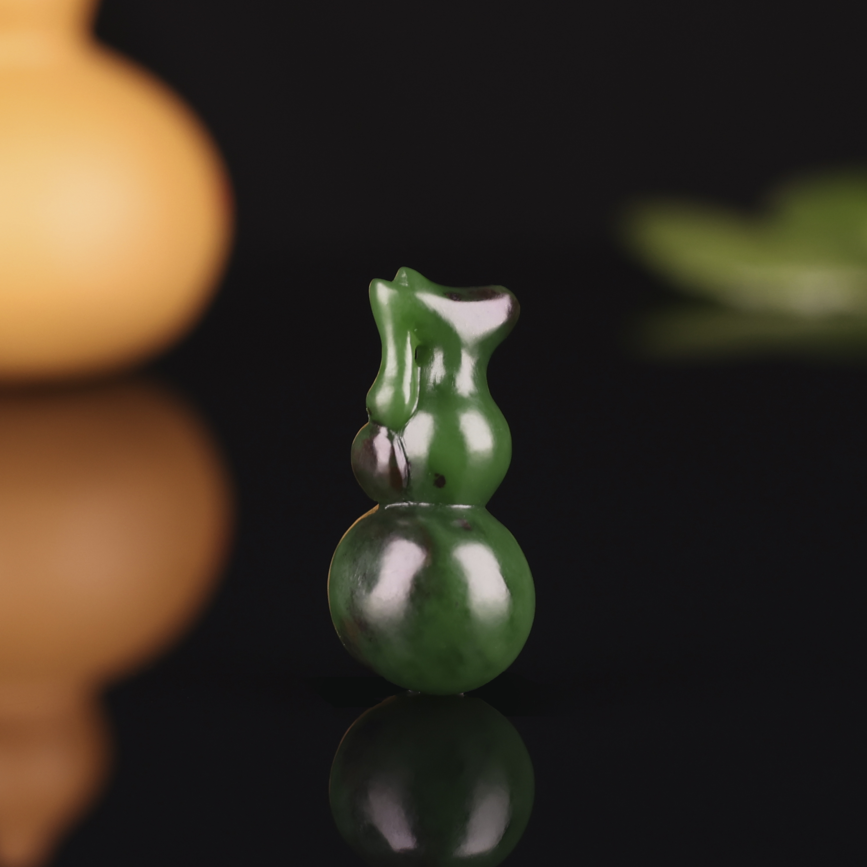 【10克碧玉葫芦】34*17*15mm新疆和田玉碧玉玉质细腻保留雕刻气质