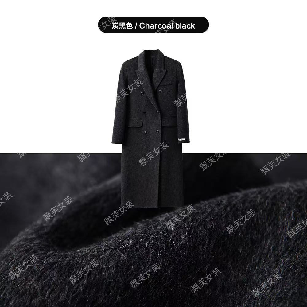 正肩气质宽松韩系复古经典双面羊毛毛呢垫肩大衣外套秋冬新款