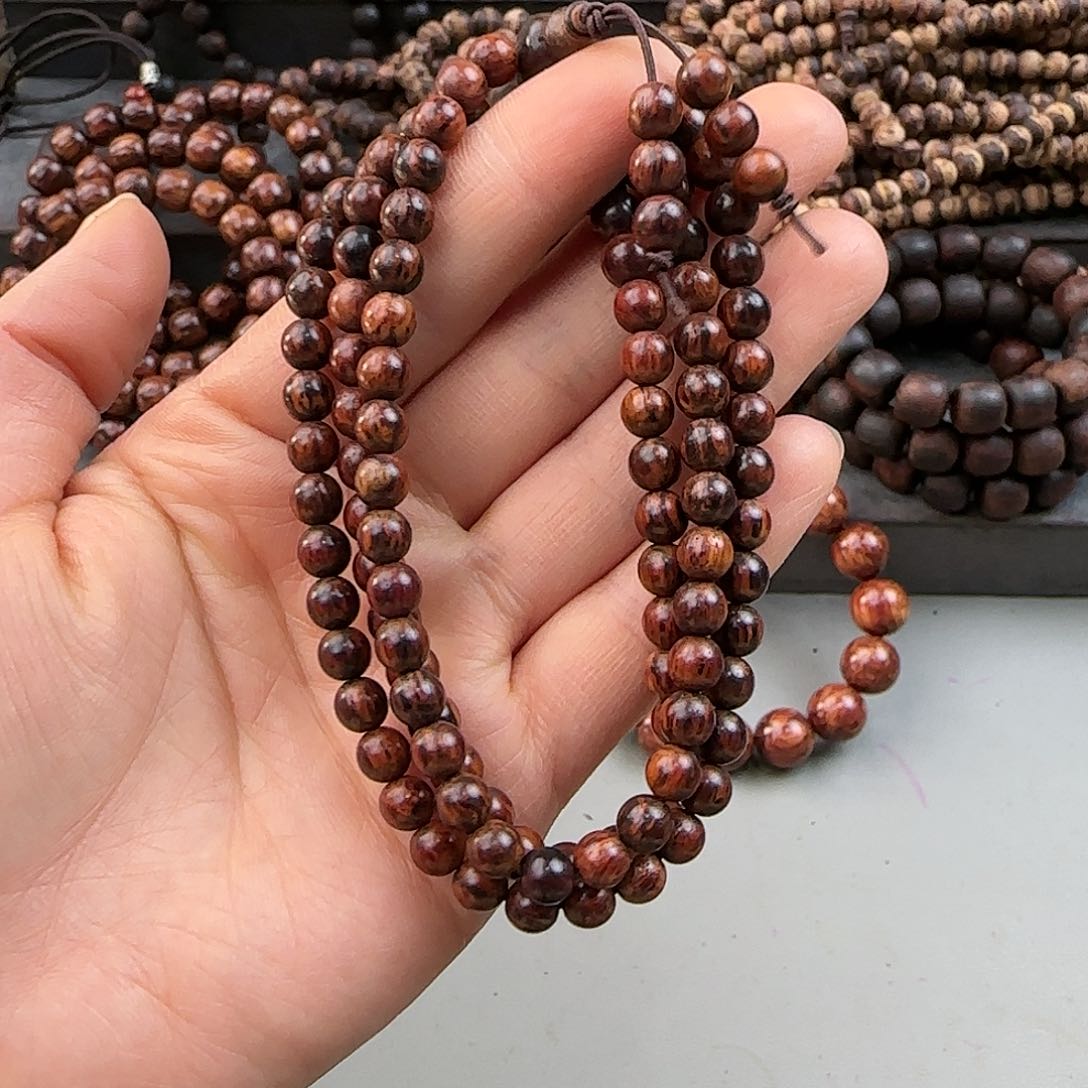 降真香手串/手链0.6×108海南红降黑金底满油