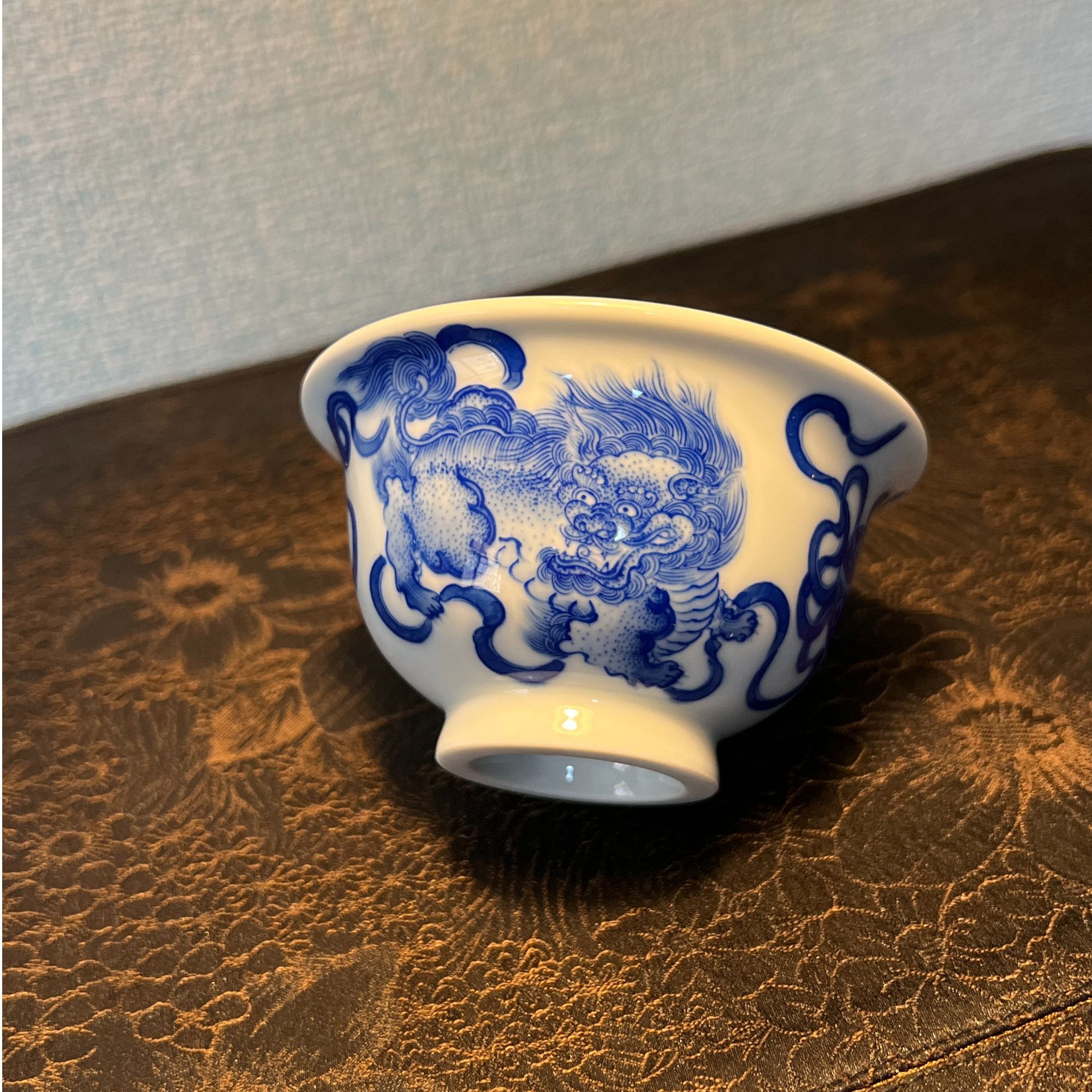 【竹林草堂】仿清单狮滚绣球小压手杯家用泡茶主人杯80cc