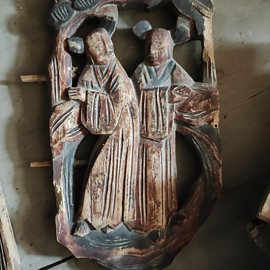 静***海香榧木手工人物木雕花板