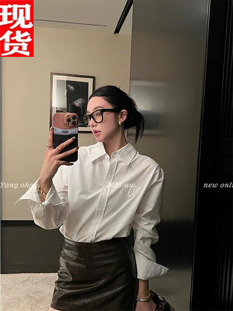 欧阳 10/8 20点【Rose的白衬衫】三角标全棉长袖白色衬衫