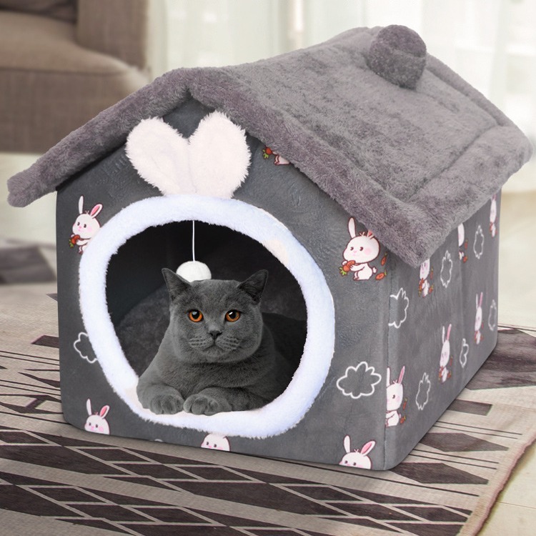 可拆洗大号冬季狗屋保暖宠物床加粗猫窝四季通用小型犬猫笼子加厚