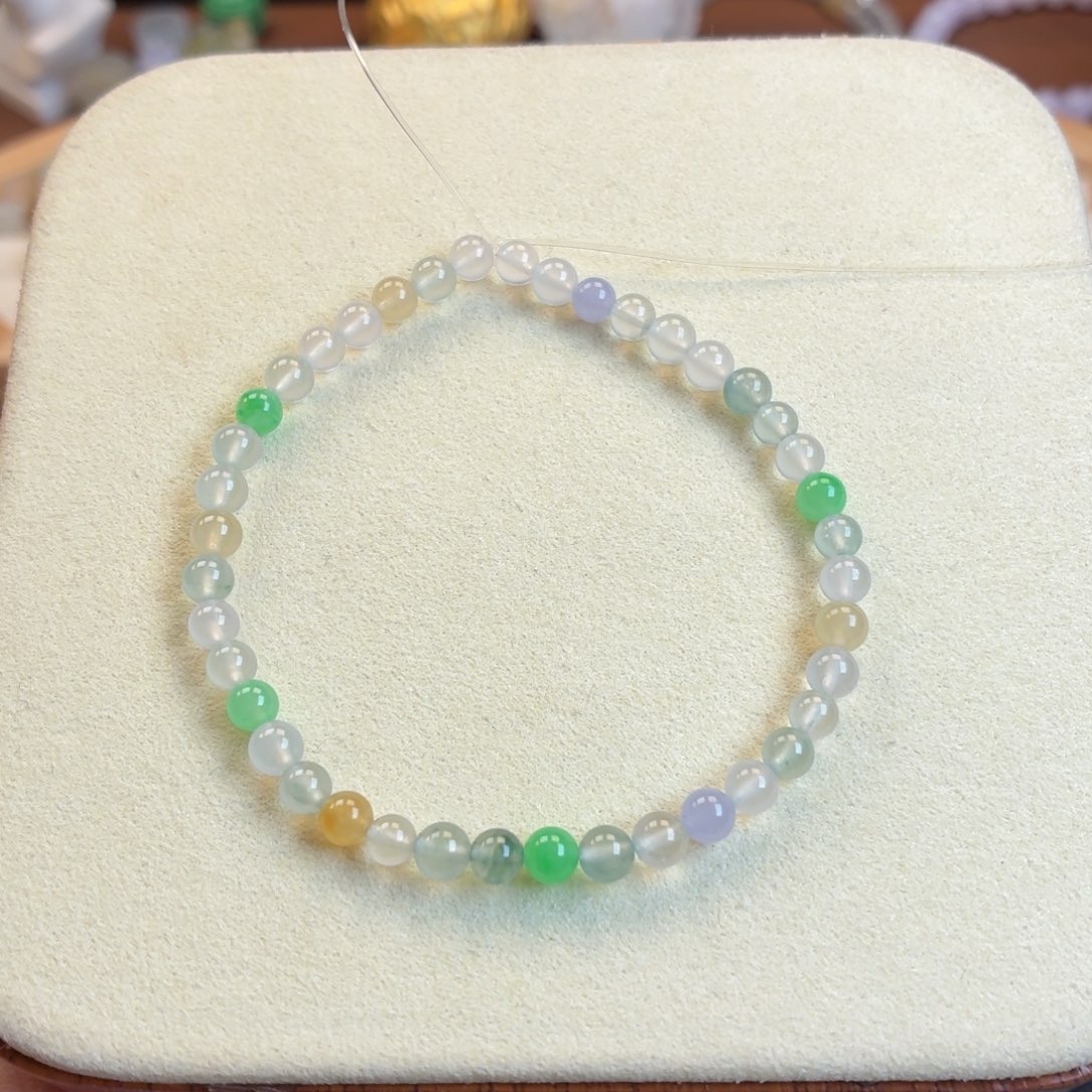 翡翠散珠翡翠A货冰透手串