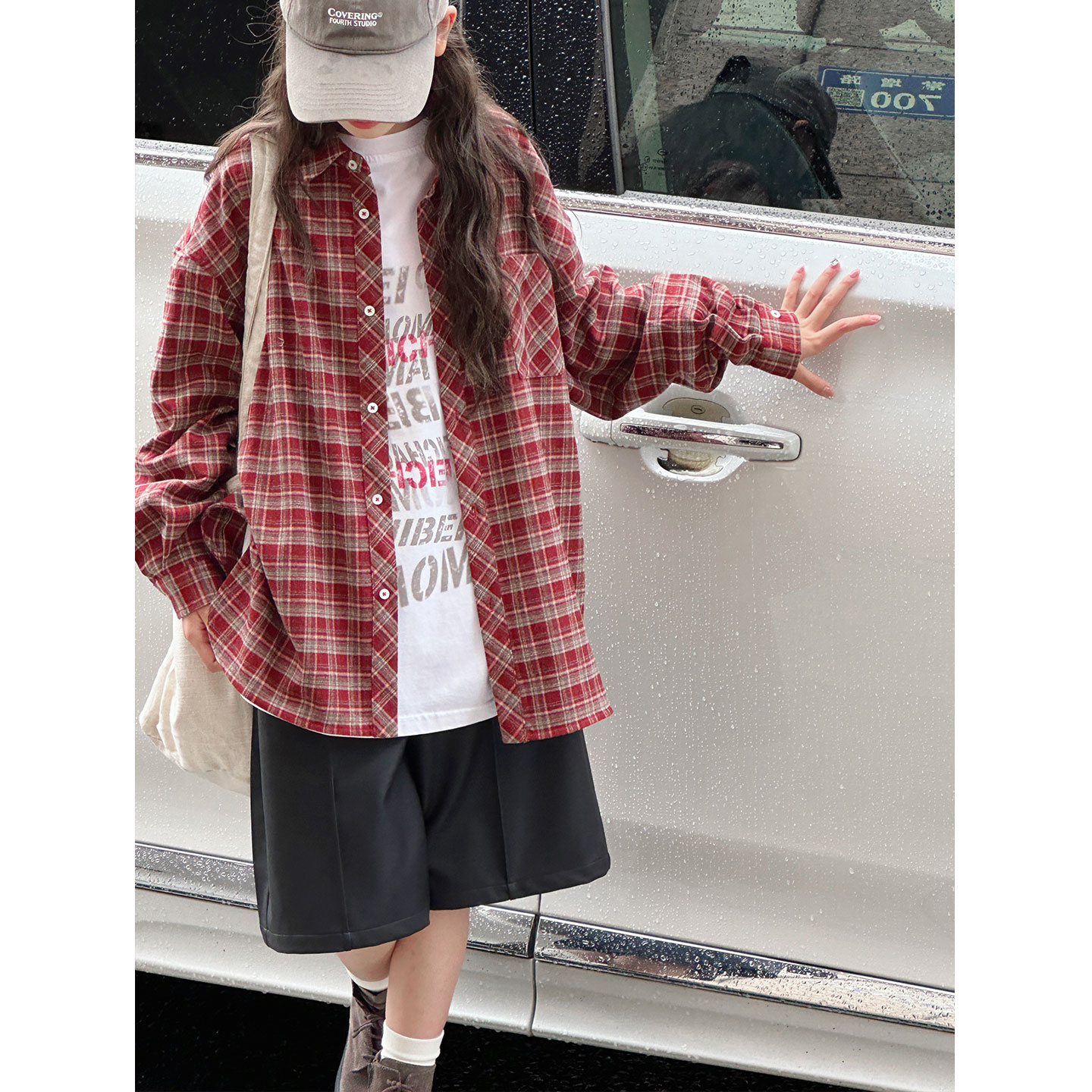 K29480孙小美磨毛复古女童格子衬衫2025秋装新款儿童外套春秋上衣