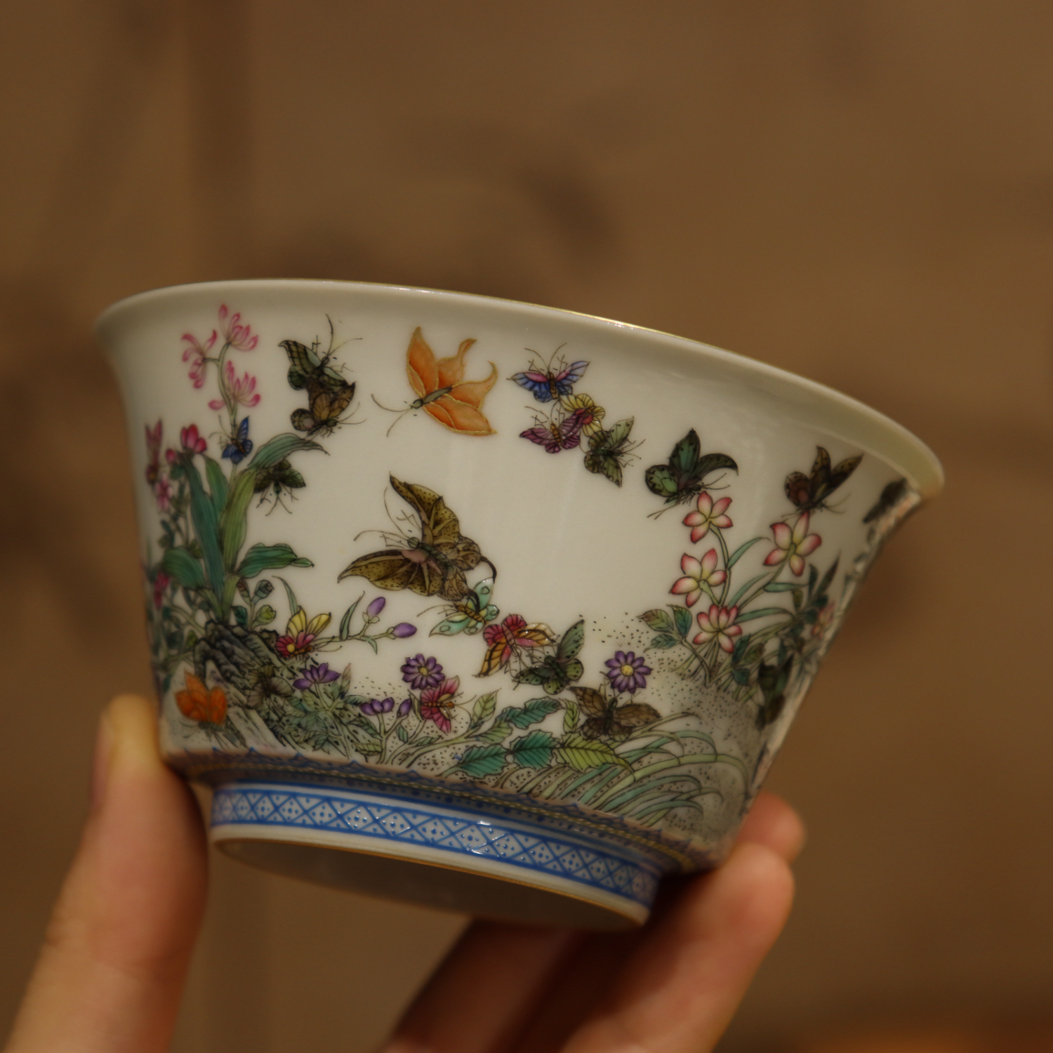 松如堂/ 手工手绘 珐琅彩百蝶主人杯