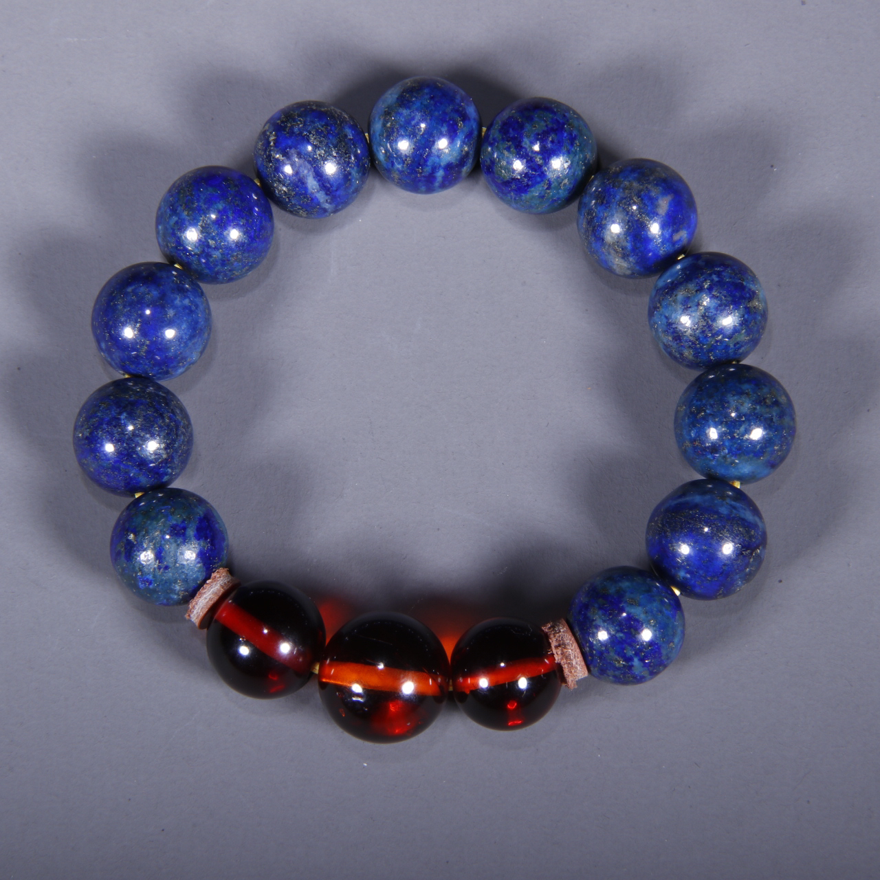 旧藏 青金石配血珀手串 听雨轩 Z 74185