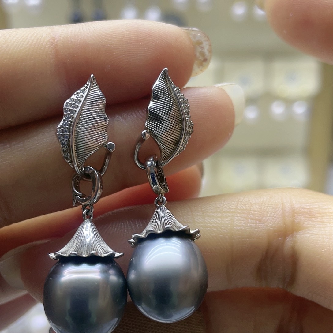海水珍珠耳饰银S925镶嵌